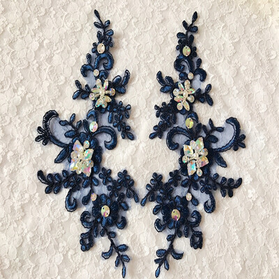 Deep blue trim patches lace applique with rhinestones sequins beads 2211cm for dress skirt
Deep blue trim patches lace applique with rhinestones sequins beads 2211cm for dress skirt