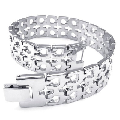 Hpolw Mens silver Stainless Steel hollow Bolt buttoned Bracelets Carved with sacred music Fu Wen Bracelets
Hpolw Mens silver Stainless Steel hollow Bolt buttoned Bracelets Carved with sacred music Fu Wen Bracelets