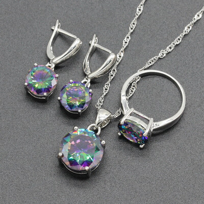 Pink Stone Silver Plated Wedding Jewelry Sets for Women Necklace Drop Earrings Ring Eight Colors Available Free Jewelry Box
Pink Stone Silver Plated Wedding Jewelry Sets for Women Necklace Drop Earrings Ring Eight Colors Available Free Jewelry Box