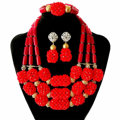 3 Rows Red Imitation Coral Beads African Jewelry Set Nigerian Wedding Bridal Beads African Crystal Beads Jewelry Set Necklace
3 Rows Red Imitation Coral Beads African Jewelry Set Nigerian Wedding Bridal Beads African Crystal Beads Jewelry Set Necklace
