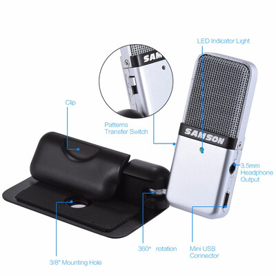 Samson GO Mic Mini Portable Recording Condenser Microphone Clip-on Design with USB Cable Carrying Case for Computer NoteBook Table
Samson GO Mic Mini Portable Recording Condenser Microphone Clip-on Design with USB Cable Carrying Case for Computer NoteBook Table