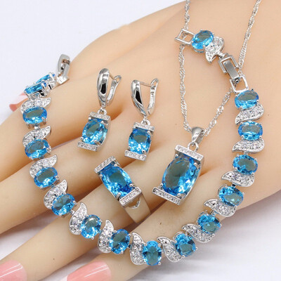 Light Blue Topaz 925 Silver Jewelry Sets For Women Wedding Bracelet Earrings Necklace Pendant
Light Blue Topaz 925 Silver Jewelry Sets For Women Wedding Bracelet Earrings Necklace Pendant