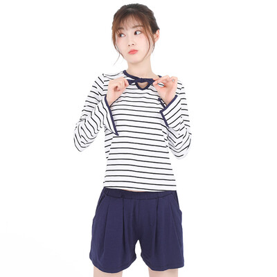 Haizhining 17W45 pajamas ladies V-neck striped long-sleeved shorts summer wearable home service suit two-piece white stripes 160
Haizhining 17W45 pajamas ladies V-neck striped long-sleeved shorts summer wearable home service suit two-piece white stripes 160