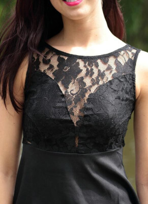 Chic Mesh Lace Splice Backless Sleeveless Skater Little Black Dress Homecoming Dress
Chic Mesh Lace Splice Backless Sleeveless Skater Little Black Dress Homecoming Dress