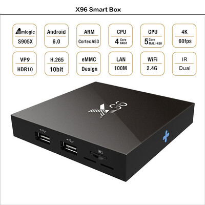 X96 TV Box Smart Android 71 Marshmallow Aamlogic S905X Four-cell Core 4K 60fps WiFi 24g 1G8G Or 2G 16g TV Receiving Device
X96 TV Box Smart Android 71 Marshmallow Aamlogic S905X Four-cell Core 4K 60fps WiFi 24g 1G8G Or 2G 16g TV Receiving Device