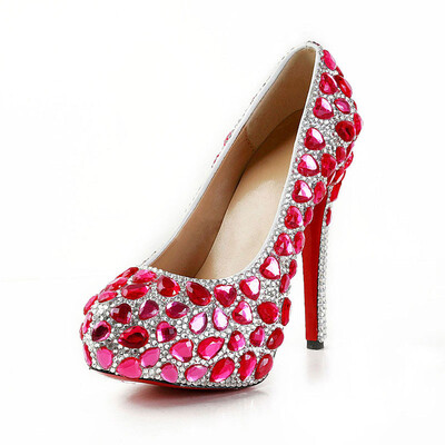 Peach red color drill Round head slender shoe Wedding banquet Nightclub Waterproof Super heel shoes
Peach red color drill Round head slender shoe Wedding banquet Nightclub Waterproof Super heel shoes