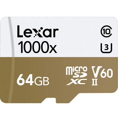 Lexar 64GB read 150MBs write 90MBs TF card Micro SDXC UHS-II U3 V60 high speed memory card 1000x MLC particles
Lexar 64GB read 150MBs write 90MBs TF card Micro SDXC UHS-II U3 V60 high speed memory card 1000x MLC particles