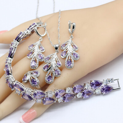 Purple Water Drop 925 Silver Jewelry Sets For Women Party Wedding Bracelet Earrings Necklace Pendant Rings
Purple Water Drop 925 Silver Jewelry Sets For Women Party Wedding Bracelet Earrings Necklace Pendant Rings