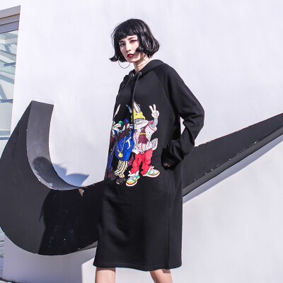 2018 Spring New Long-sleeved Female Printing Cartoon Long Harajuku Loose Hooded Plus Size Sweatshirts Women
2018 Spring New Long-sleeved Female Printing Cartoon Long Harajuku Loose Hooded Plus Size Sweatshirts Women