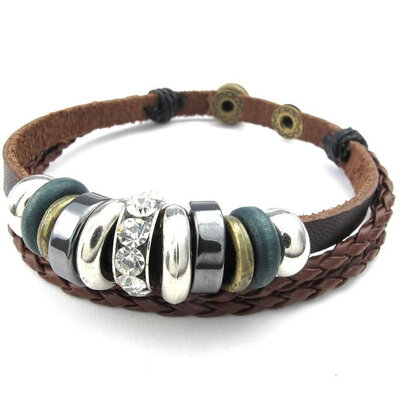 Hpolw Mens&Womens Alloy Leathe Brown Fashion metal ring clasp Bracelet and Hand woven white crystal Bangle
Hpolw Mens&Womens Alloy Leathe Brown Fashion metal ring clasp Bracelet and Hand woven white crystal Bangle