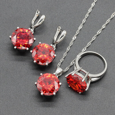 Purple Stone Silver Plated Jewelry Sets for Women Necklace Dangle Drop Earrings Ring Four Colors Available Free Jewelry Box
Purple Stone Silver Plated Jewelry Sets for Women Necklace Dangle Drop Earrings Ring Four Colors Available Free Jewelry Box