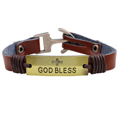 Ancient bronze religious Jesus Bracelet The cross is God bless the skin chain punk
Ancient bronze religious Jesus Bracelet The cross is God bless the skin chain punk
