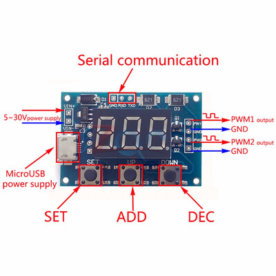 10PCS Micro USB DC5-30V Power Independent PWM Generator 2 Channel Dual Way Digital LED Duty Cycle Pulse Frequency Board Module
10PCS Micro USB DC5-30V Power Independent PWM Generator 2 Channel Dual Way Digital LED Duty Cycle Pulse Frequency Board Module