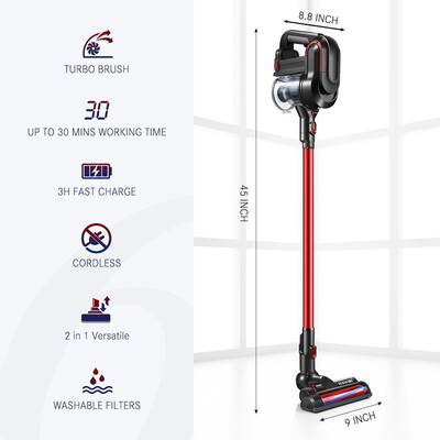 MAXKON Cordless Stick Vacuum Cleaner 3 in 1 Lightweight Handheld Bagless Vacuum Cleaner Tools Multi-Cyclonic Filters
MAXKON Cordless Stick Vacuum Cleaner 3 in 1 Lightweight Handheld Bagless Vacuum Cleaner Tools Multi-Cyclonic Filters