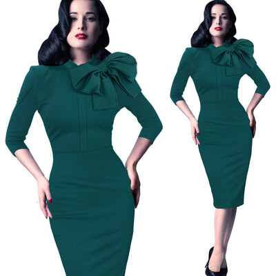 2016 New Womens Elegant 1950s Vintage Pinup Retro Rockabilly 3/4 Sleeve Bow Party Work Sheath Bodycon Wiggle Pencil Dress
2016 New Womens Elegant 1950s Vintage Pinup Retro Rockabilly 3/4 Sleeve Bow Party Work Sheath Bodycon Wiggle Pencil Dress