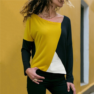 Women Autumn Casual Round Neck Long Sleeve Blouses Ladies Fashion Loose Sexy T-shirt Splice Contrast Color Tops Cotton Slim F
Women Autumn Casual Round Neck Long Sleeve Blouses Ladies Fashion Loose Sexy T-shirt Splice Contrast Color Tops Cotton Slim F