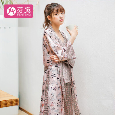 Fen Teng 2018 new exquisite printing straps robe with three sets of pajamas ladies home service ladies pajamas J98932017 light pink XL
Fen Teng 2018 new exquisite printing straps robe with three sets of pajamas ladies home service ladies pajamas J98932017 light pink XL