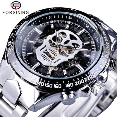 Forsining Steampunk Series Black Stainless Steel Fashion White Luminous Skull Design Mens Automatic Watches Sport Clock
Forsining Steampunk Series Black Stainless Steel Fashion White Luminous Skull Design Mens Automatic Watches Sport Clock