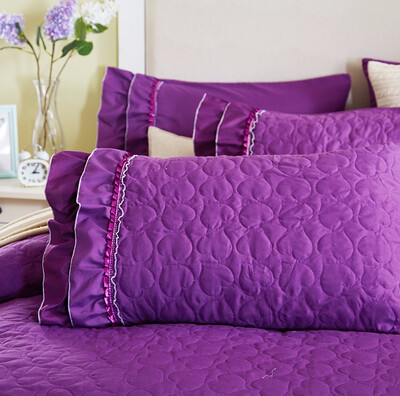 2-Pieces Heart Shaped Quilted Pillowcase Flouncing Rectangle Bed Pillow Case Pillow Cover Pillow Sham