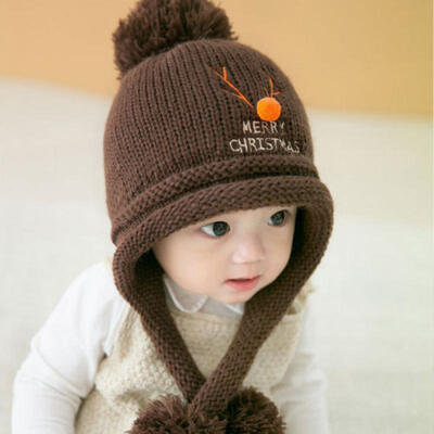 Kids Children Winter Warm Knit Beanie Hat Boys Girls Fur Pom Bobble Crochet Cap