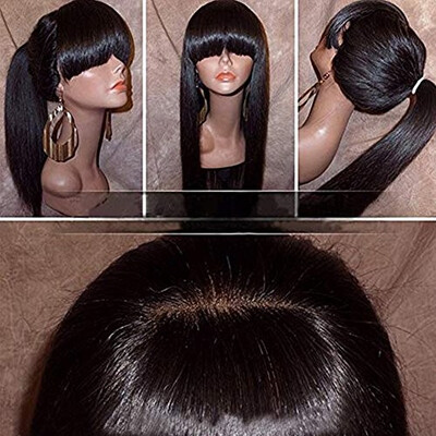 Silky Straight Lace Front Wig with Full Bangs Ponytail Brazilian Virgin Human Hair Full Lace Wigs for Women Natural Color
Silky Straight Lace Front Wig with Full Bangs Ponytail Brazilian Virgin Human Hair Full Lace Wigs for Women Natural Color