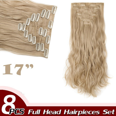 17" Curly Hair Full Head Clip in Hair Extensions Synthetic 8 Piece 18 Clips Hairpiece Long Wave Trendy Design for Women
17" Curly Hair Full Head Clip in Hair Extensions Synthetic 8 Piece 18 Clips Hairpiece Long Wave Trendy Design for Women