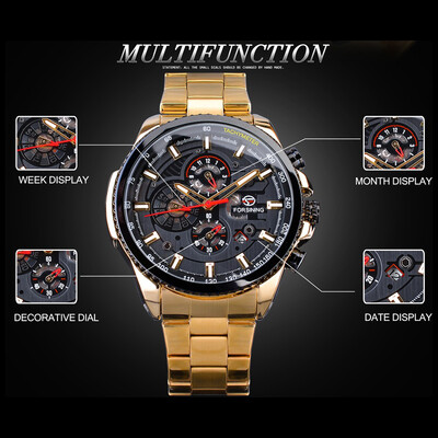 FORSINING Men Three Dials Stainless Steel Band Calendar Analog Watch Waterproof Automatic Mechanical Wrist Watch
FORSINING Men Three Dials Stainless Steel Band Calendar Analog Watch Waterproof Automatic Mechanical Wrist Watch