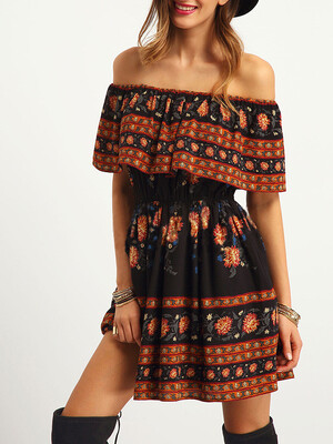 Buenos Ninos Women Off Collar Middle-skirt One Size Pringting Dress Lotus Leaf Shoulder
Buenos Ninos Women Off Collar Middle-skirt One Size Pringting Dress Lotus Leaf Shoulder