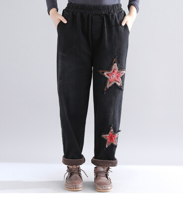 Artistic tattered star stick cloth&fleece versatile jeans 2018 new size womens casual trousers winter
Artistic tattered star stick cloth&fleece versatile jeans 2018 new size womens casual trousers winter