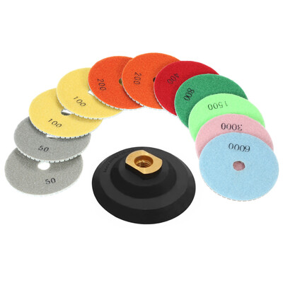 11pcs 4" Diamond Wet Polishing Pads Grinding Disc 1pc Backing Pad for Granite Marble Stone Ceramic Tile Concrete
11pcs 4" Diamond Wet Polishing Pads Grinding Disc 1pc Backing Pad for Granite Marble Stone Ceramic Tile Concrete