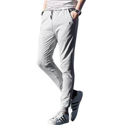 (MSEK) XK3201 Мужская Корейская Тонкая Тонкая Брюки Брюки Модная Чистая Цветная Печать Вскользь Брюки Серый M