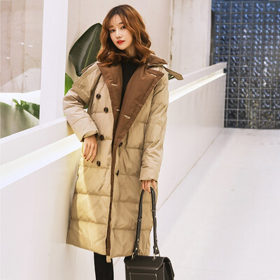 White duck down long over the knee down jacket fashion big lapel suit fur collar fashion down jacket
White duck down long over the knee down jacket fashion big lapel suit fur collar fashion down jacket
