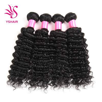 

YS HAIR 4 Bundles Malaysia Virgin Hair Deep Wave Hair Extensions 7A Grade Unprocessed Human Hair Wave Natural Color