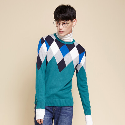 

Senma (Semir) широкий круглый шею пуловер Мужчины ватные геометрические жаккардовые свитер Корейская волна 10415071229 серо-голубой оттенок 0128 S