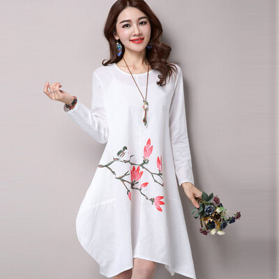 2 Colors -XXL Plus Size Autumn Dress Fashion Chinese Style Women Dress Print Knee-Length O-Neck Loose Dresses
2 Colors -XXL Plus Size Autumn Dress Fashion Chinese Style Women Dress Print Knee-Length O-Neck Loose Dresses