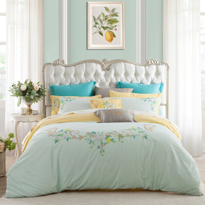 

Величественные домашний текстиль постельное белье вышитое деним мягкие постельное белье Manor ясно лимонно-зеленый 1,5 м постель 200 * 230cm