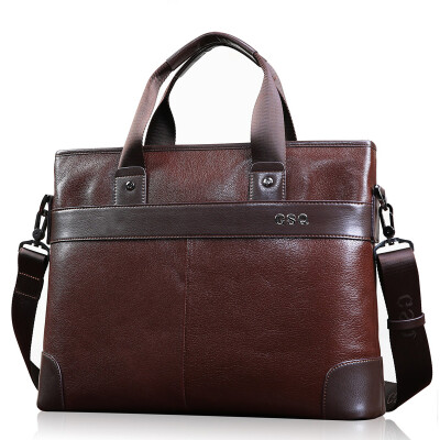 

GSQ Gu Siqi моды мужчин сумка бизнес-портфель первый слой кожаной сумки плеча Сумка 1681 коричневый
