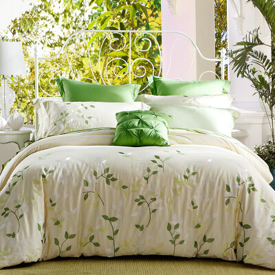 

Величественные домашний текстиль постельное белье вышитое деним белье мягкий зеленый бежевый + зеленый 1,8 м кровать 220 * 240см
