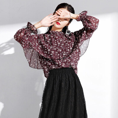 MAZOE fashion ladies fake two horns sleeves floral chiffon shirt M002 wine red uniform
MAZOE fashion ladies fake two horns sleeves floral chiffon shirt M002 wine red uniform