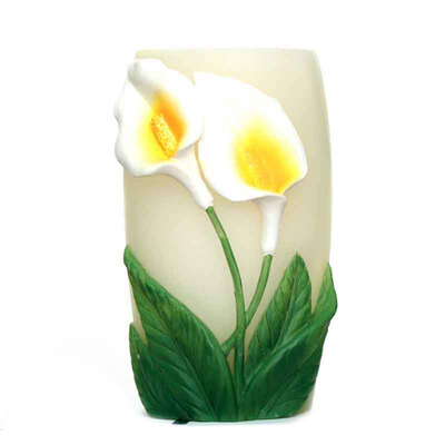 DFL 45X7 Vase Shape Of Flameless Real Wax Led Candle With Timer-Embossed White Lily Flower
DFL 45X7 Vase Shape Of Flameless Real Wax Led Candle With Timer-Embossed White Lily Flower