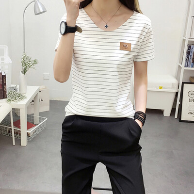 VIVAHEART casual fashion wild short-sleeved T-shirt female striped bottom coat VWTD174143 white striped
VIVAHEART casual fashion wild short-sleeved T-shirt female striped bottom coat VWTD174143 white striped