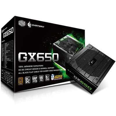 CoolerMaster rated 650W GX650 gaming computer power supply 80PLUS bronze SRC DC2DC architecture all-Japanese capacitors five-year warranty
CoolerMaster rated 650W GX650 gaming computer power supply 80PLUS bronze SRC DC2DC architecture all-Japanese capacitors five-year warranty