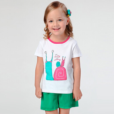 Xin Song children 's suits girls snail stickers embroidered t-shirt shorts suit B145A white green 120
Xin Song children 's suits girls snail stickers embroidered t-shirt shorts suit B145A white green 120