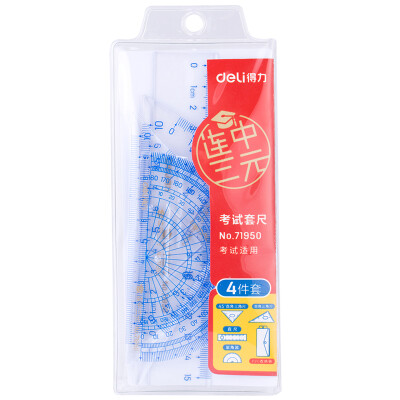 Deli deli 71950 even in the three yuan drawing drawing test set ruler ruler triangle ruler protractor 4 sets
Deli deli 71950 even in the three yuan drawing drawing test set ruler ruler triangle ruler protractor 4 sets