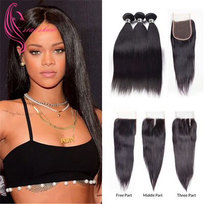 7A Brazilian Virgin Hair Straight with Closure 3 Bundles Hair Extensions Good Quality Human Hair Bundles with closure 1B Color
7A Brazilian Virgin Hair Straight with Closure 3 Bundles Hair Extensions Good Quality Human Hair Bundles with closure 1B Color