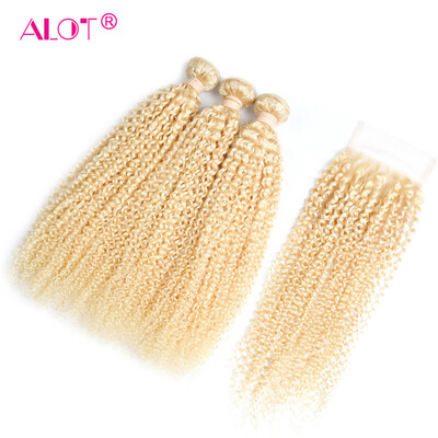 Alot Human Hair Blonde Kinky Curly 3 Bundle Hair with Lace Closure Peruvian Virgin Hair Bundle with Closure Kinky Curl 4Pcs Lot
Alot Human Hair Blonde Kinky Curly 3 Bundle Hair with Lace Closure Peruvian Virgin Hair Bundle with Closure Kinky Curl 4Pcs Lot