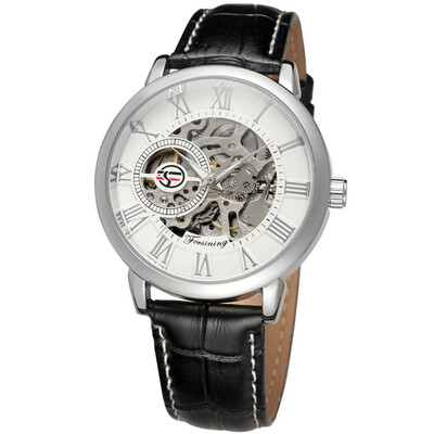 FORSINING Silver Case Luxury Men Roman Numerals Leather Strap Wristwatch Casual Mechanical Watch
FORSINING Silver Case Luxury Men Roman Numerals Leather Strap Wristwatch Casual Mechanical Watch