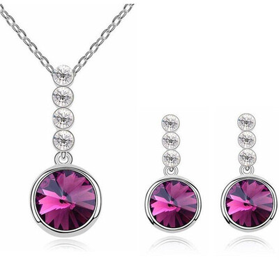 Round Crystals Pendant Necklace Earrings Jewelry Sets For Women Gift Bride Wedding Jewelry White Gold Color Accessories
Round Crystals Pendant Necklace Earrings Jewelry Sets For Women Gift Bride Wedding Jewelry White Gold Color Accessories
