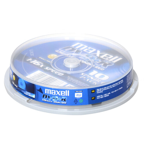 麦克赛尔（maxell）DVD+R光盘 刻录光盘 光碟 空白光盘 16速4.7G台产 桶装10片