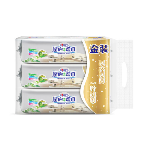 京东超市心相印厨房湿巾金装 40片*3包组 量贩装